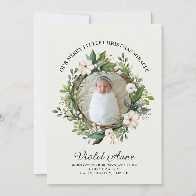 Vacker ny baby fotovre Christmas Miracle Julkort (Framsida)