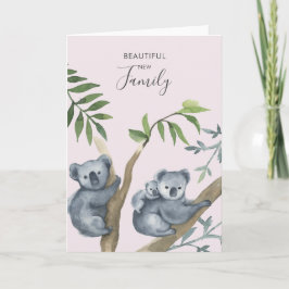 Vacker Ny Familj Vattenfärg Koala Kort