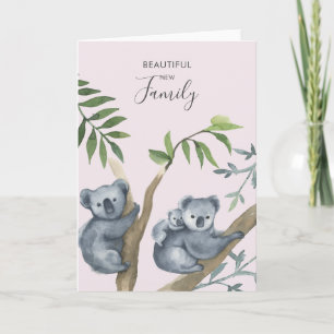 Vacker Ny Familj Vattenfärg Koala Kort
