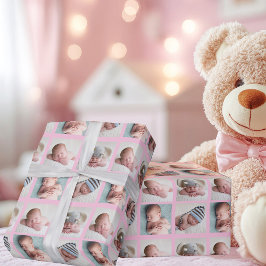 Vacker nyfödd Foto 4 Bild Flicka Rosa Presentpapper