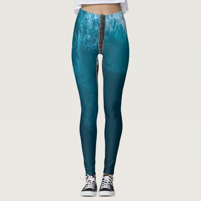 Vacker Ocean Vågar Leggings (Framsida)