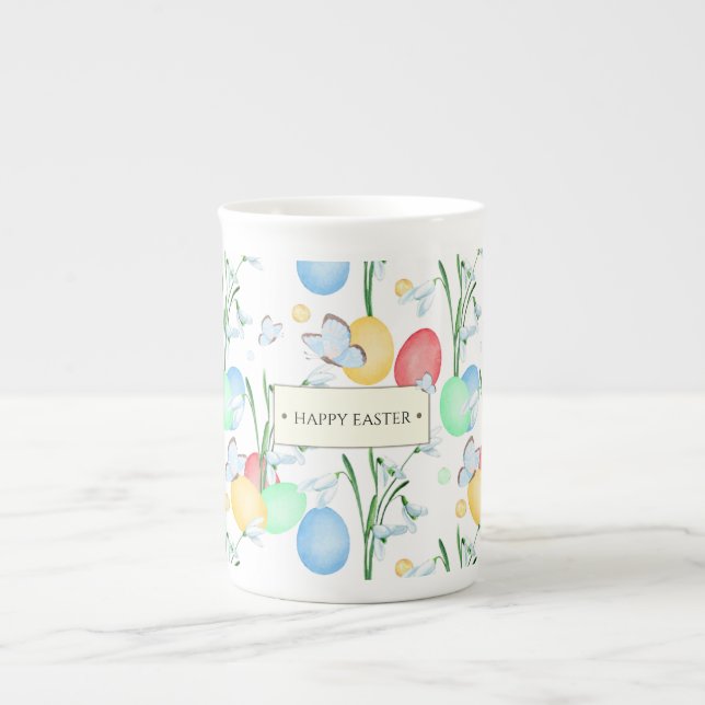 Vacker och elegant akvarell påskmönster benporslin mugg (Framsidan)