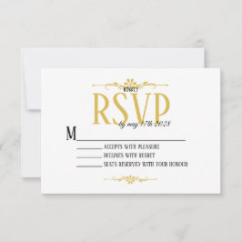 Vacker och elegant vit och guld RSVP-kort OSA Kort