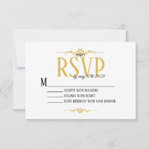 Vacker och elegant vit och guld RSVP-kort OSA Kort
