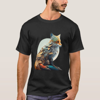 Vacker och färgrik räv t shirt