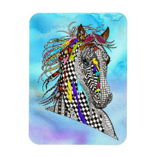 Vacker och färgstark Horse Magnet 3"x4"