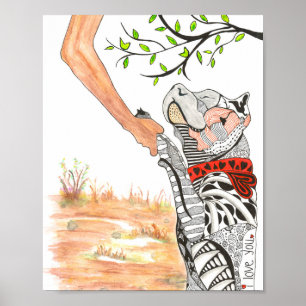 Vacker och färgstark Pit Bull Poster - 8 x 10 tum