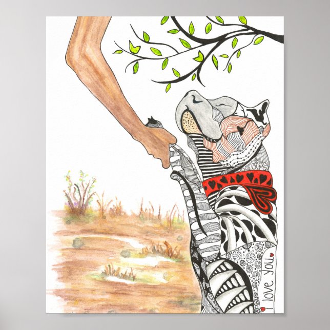 Vacker och färgstark Pit Bull Poster - 8 x 10 tum (Framsidan)