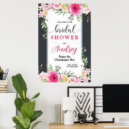 Vacker och ljus blomsterbröllopsfest poster
