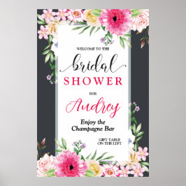 Vacker och ljus blomsterbröllopsfest poster