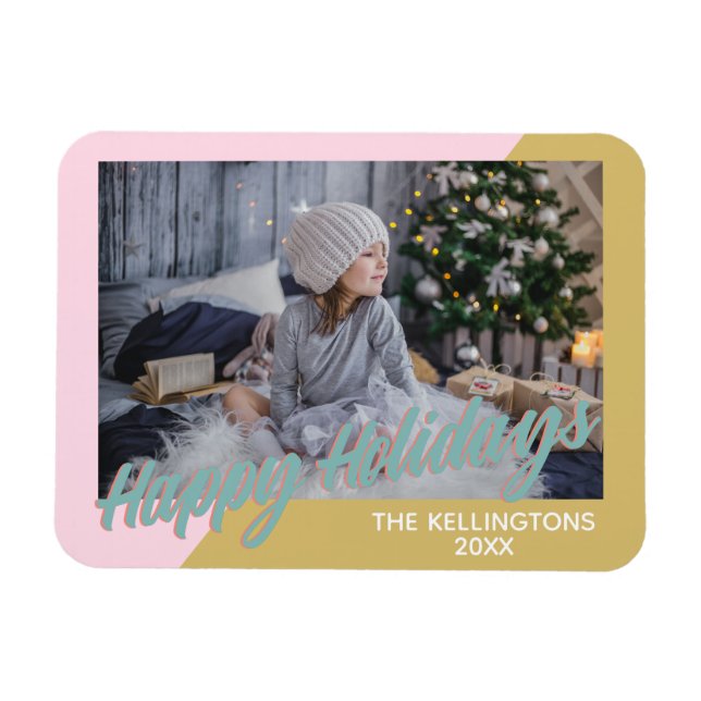 Vacker och modern geometrisk Glad jul -fotografi Magnet (Horisontell)