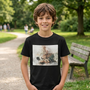 Vacker och söt sovande kattunge i akvarell t shirt