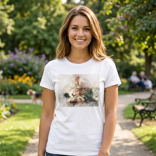 Vacker och söt sovande kattunge i akvarell t shirt
