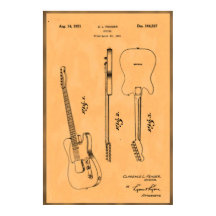 Vacker och unik elgitarr patenttryck