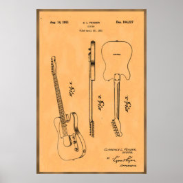 Vacker och unik elgitarr patenttryck poster