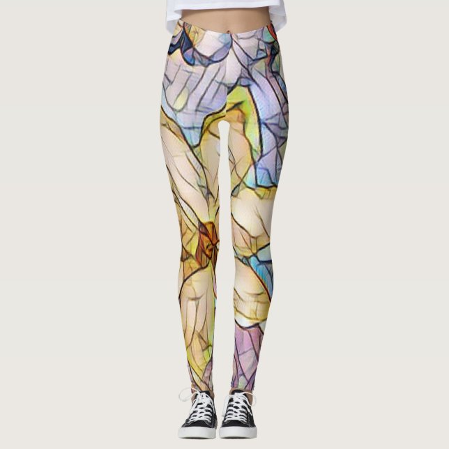 Vacker och unik Pastel Mosaic Leggings (Framsida)