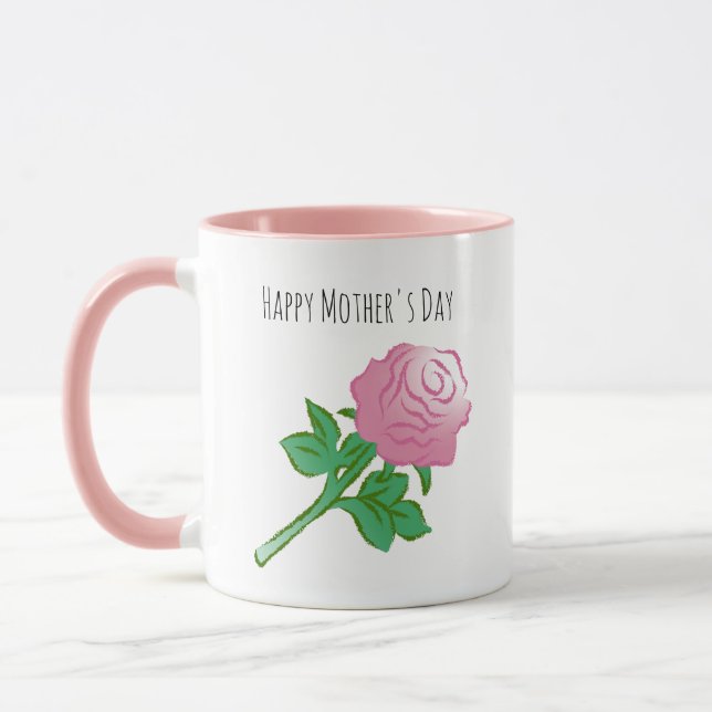 Vacker och vacker rosa ros mugg (Vänster)
