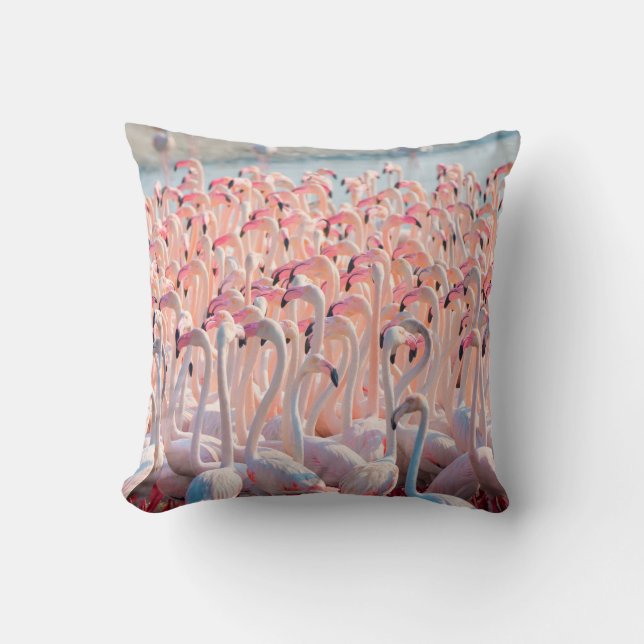 Vacker och Vild - Flamingosflock,underbarare,rosa, Kudde (Framsida)