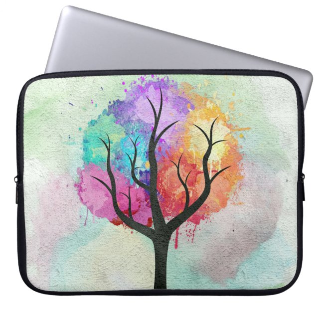 vacker Oljemålning för Träd Pastel Färg Abstrakt Laptop Sleeve (Framsidan)