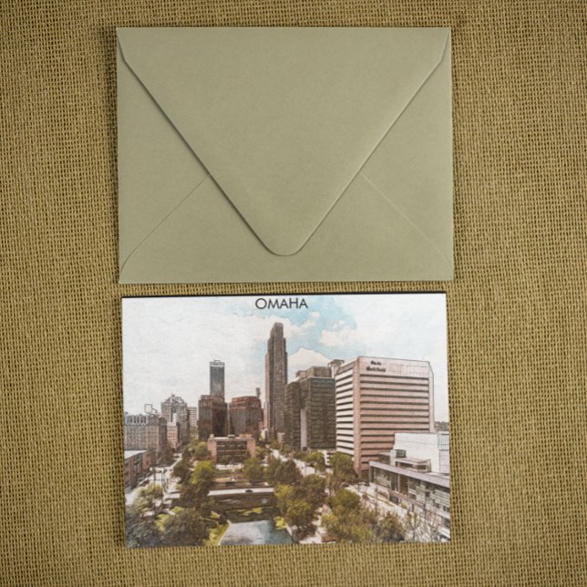 Vacker Omaha Nebraska City View Vykort (omaha cityscape postcard)