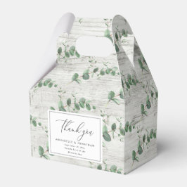 Vacker, ömtålig eukalyptus foliage bröllop presentaskar