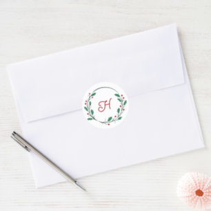 Vacker ömtålig julkrans monogram runt klistermärke