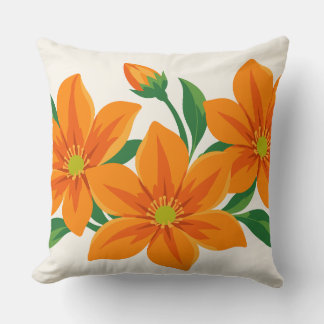 Vacker orange blomsterbukett kudde