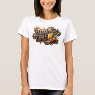 Vacker Orange BRUNCHTID Tryck T Shirt