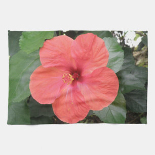 Vacker Orange Hibiscus Flower Kitchen Towel Kökshandduk