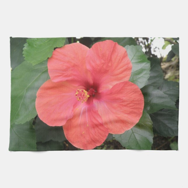 Vacker Orange Hibiscus Flower Kitchen Towel Kökshandduk (Horisontell)