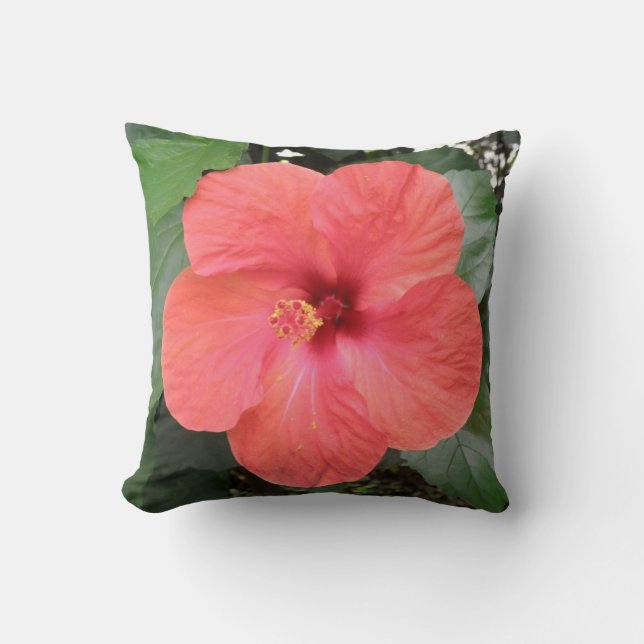 Vacker Orange Hibiscus Flower Pillow Kudde (Framsida)