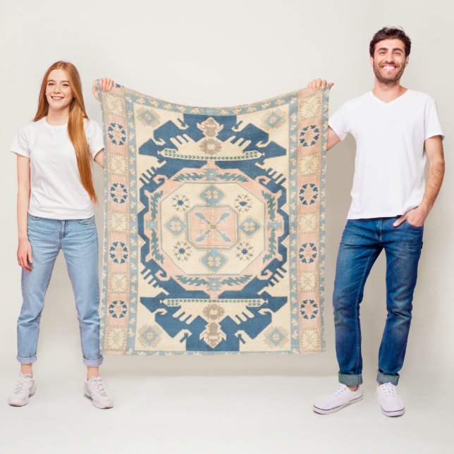 Vacker orientalisk antik Kilimmatta Fleecefilt (På plats)