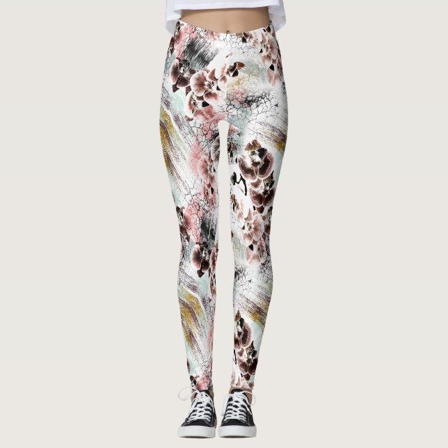 Vacker orkidé stilren leggings (Framsida)