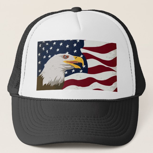 Vacker Örn & USA Flagga Hatt Keps (Framsida)