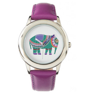 Vacker Ornate Elephant Armbandsur