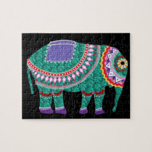 Vacker Ornate Elephant Pussel