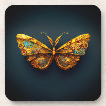 Vacker Ornate Guld Teal Butterfly