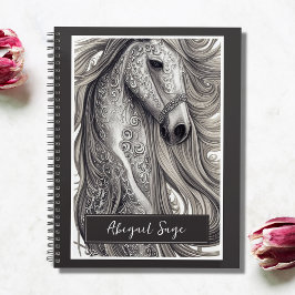 Vacker Ornate Silver Grått Horse w/ Flowing Mane