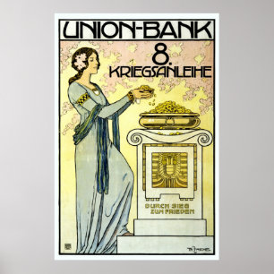 Vacker österrikisk Jugendstill Art nouveau Poster