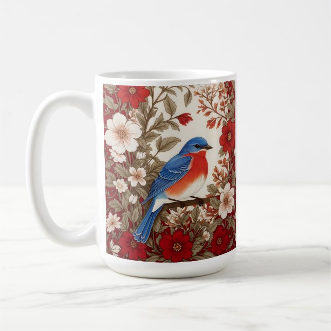 Vacker Östlig Blåmes Röd Blommig  Kaffemugg (Vänster)