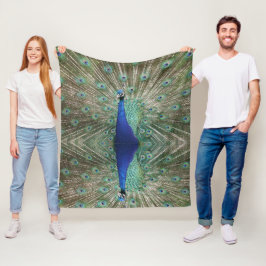 Vacker Påfågel Anpassad Bild Lyxig Elegans Fleecefilt