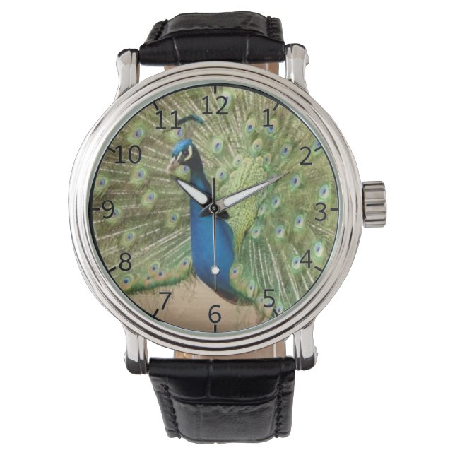 Vacker påfågel armbandsur (Framsida)