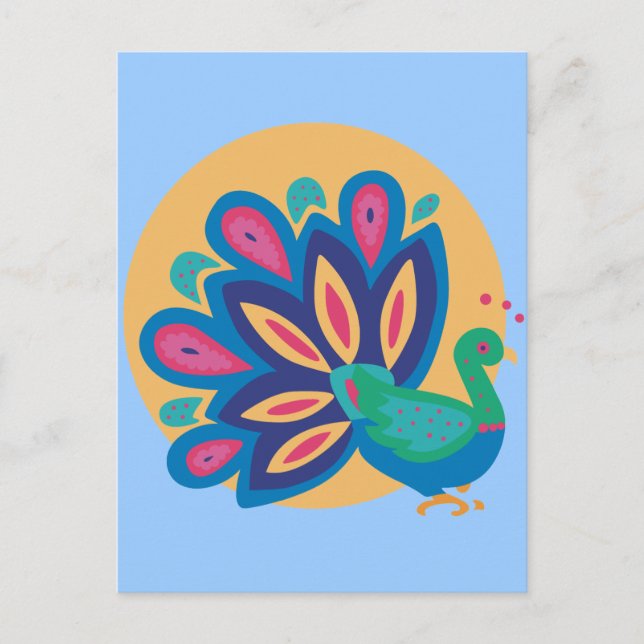 Vacker Påfågel En Vykort (Framsida)