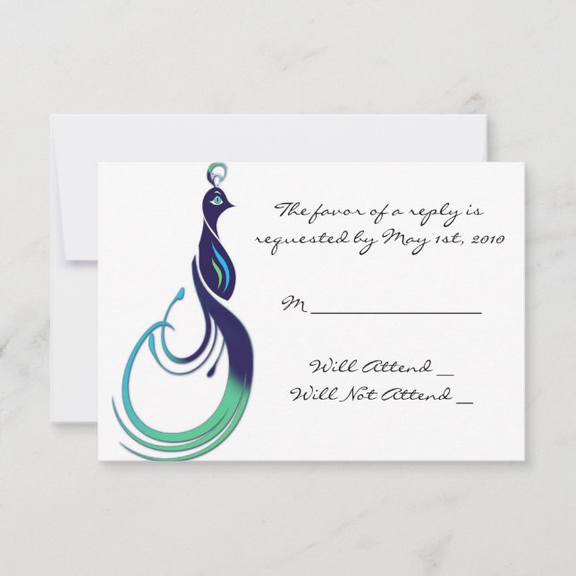 Vacker Påfågel i Lila, Turkos, Grön Reaktion OSA Kort (Framsida)