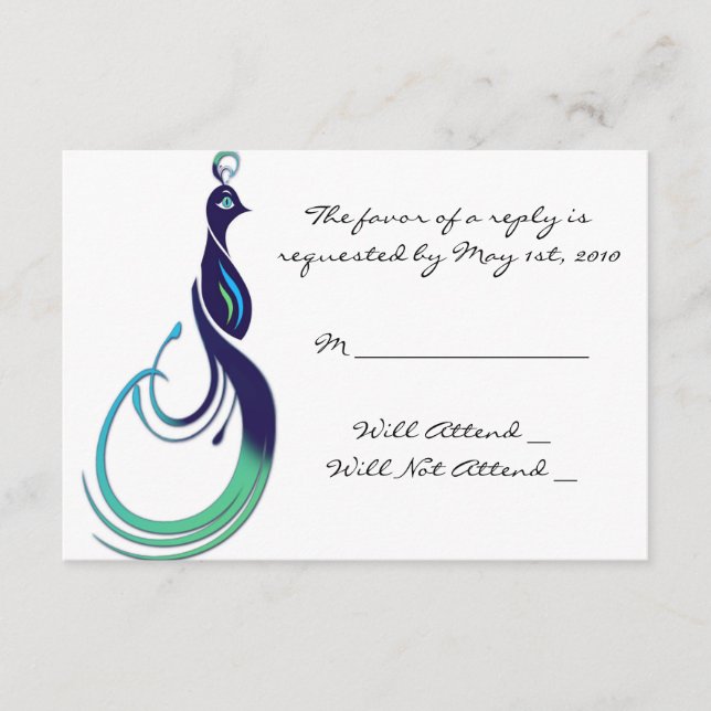 Vacker Påfågel i Lila, Turkos, Grön Reaktion OSA Kort (Framsida)