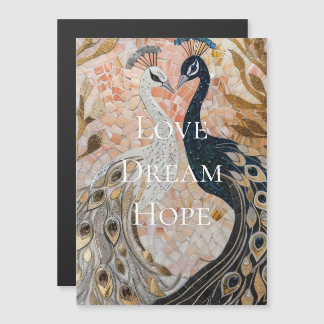 Vacker Påfågel Rosa Guld Jul (Fram/baksida)