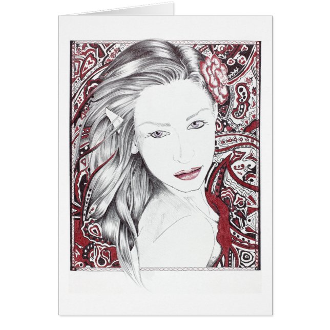 Vacker Paisley Female Elf Hälsningskort (Framsidan)