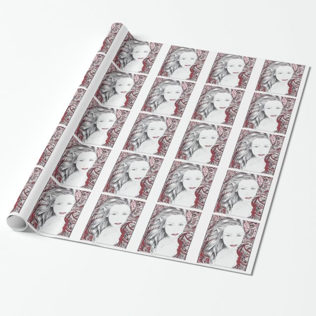 Vacker Paisley Female Elf Presentpapper (Utrullad)