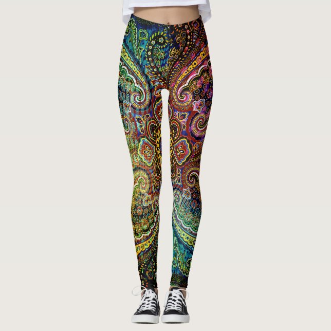 Vacker PAISLEY mönster Leggings (Framsida)