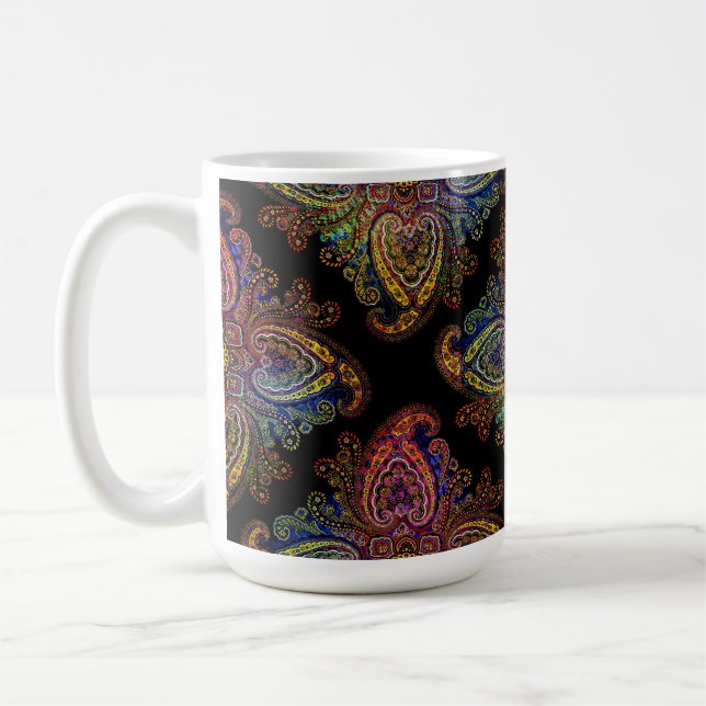 VACKER PAISLEY på svart Kaffemugg (Vänster)